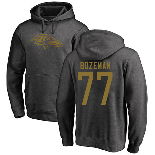 Men Baltimore Ravens Ash Bradley Bozeman One Color NFL Football 77 Pullover Hoodie Sweatshirt